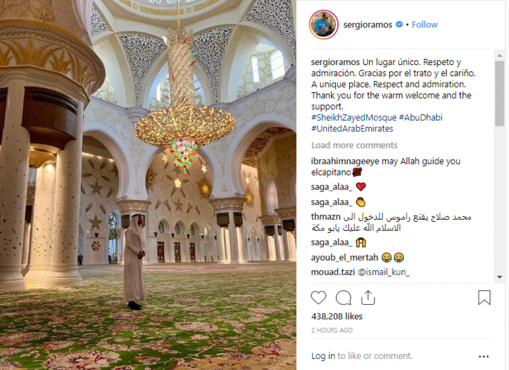 ramos.png - (FOTO) Fudbaler Real Madrida posjetio džamiju u Abu Dhabiju i oduševio muslimane širom svijeta