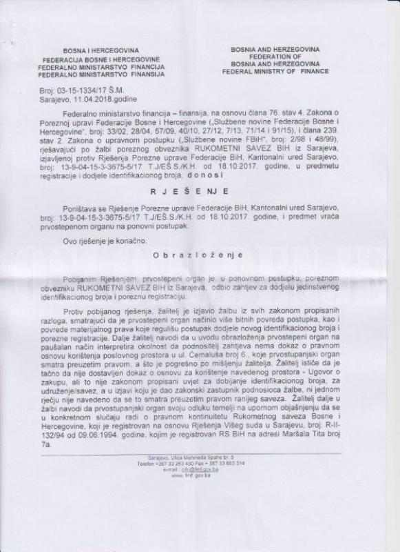 osl.jpg - Rukometni savez BiH ipak će dobiti novi ID broj u Federaciji BiH?!