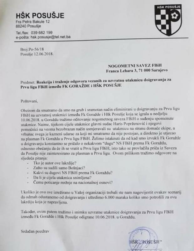 dopis_posusje.jpg - (FOTO) Neobičan dopis u NS FBiH: Lakrdija u Goraždu nas je koštala 6.000 KM