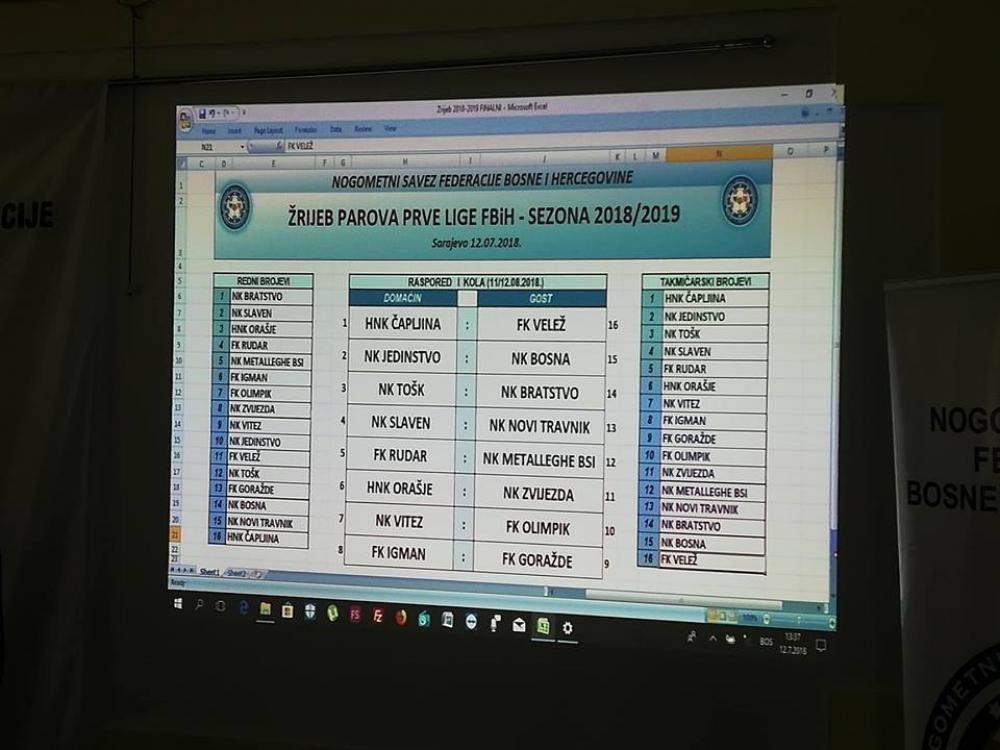 Slika.jpg - Održan žrijeb Prve lige Federacije BiH: Olimpik i Velež gosti u prvom kolu