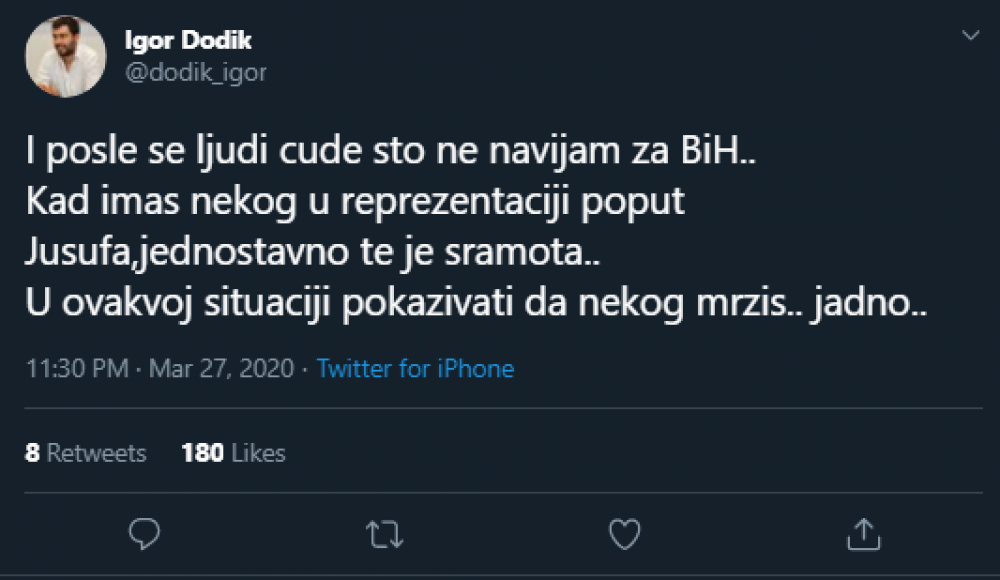 Igor Dodik.png - (FOTO) Dodik osuo žestoku paljbu po Nurkiću: I poslije se ljudi čude što ne navijam za BiH...